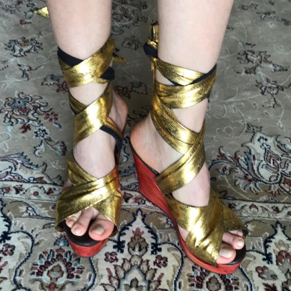 Brand new red/gold SALT wedges, size 7.